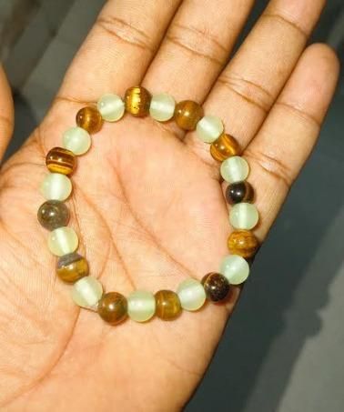 Natural Jade  Round Beads Bracelet (Pack Of 2)